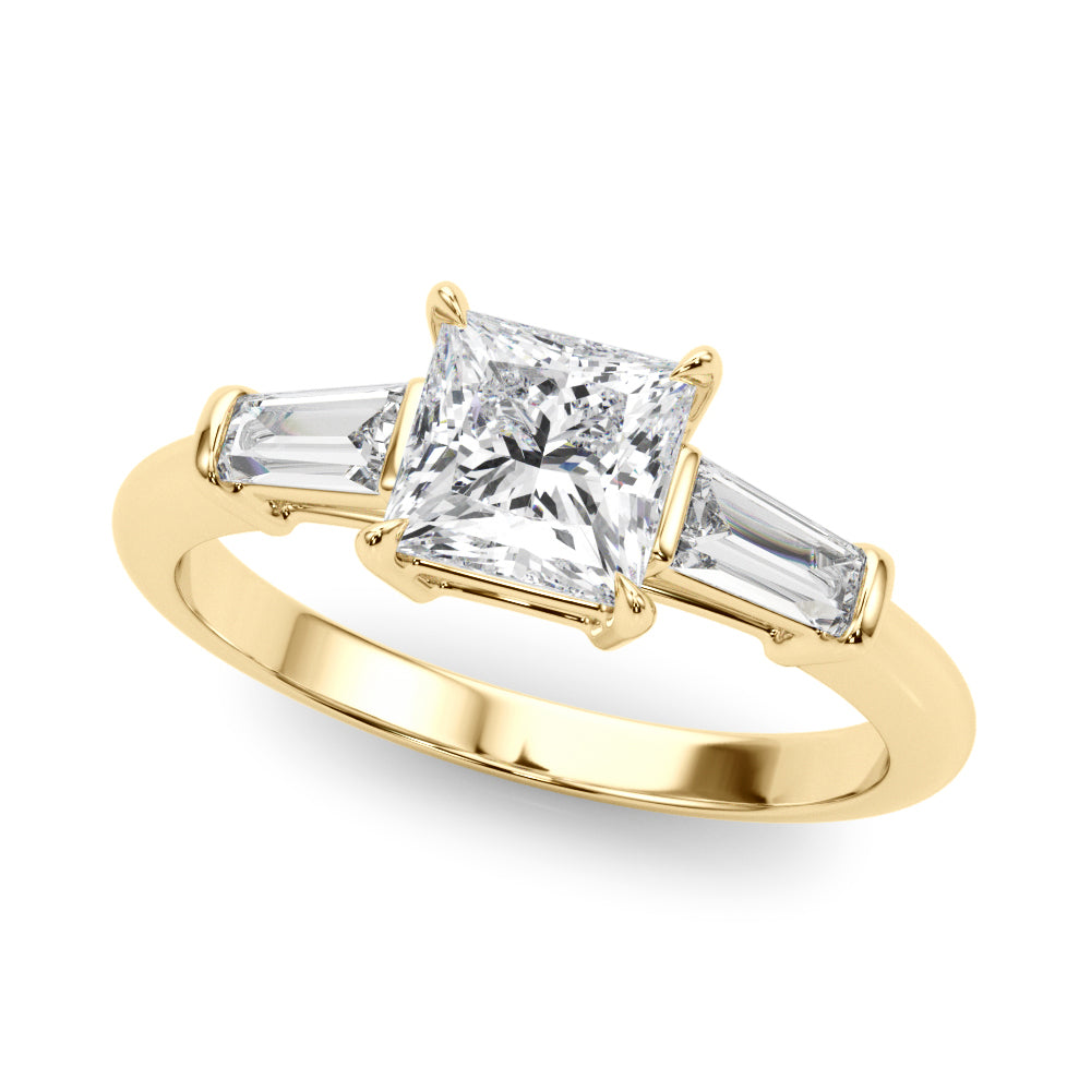 Square Three-Stone Center Taper Bagutte Diamond Ring · 2.26 ct tw