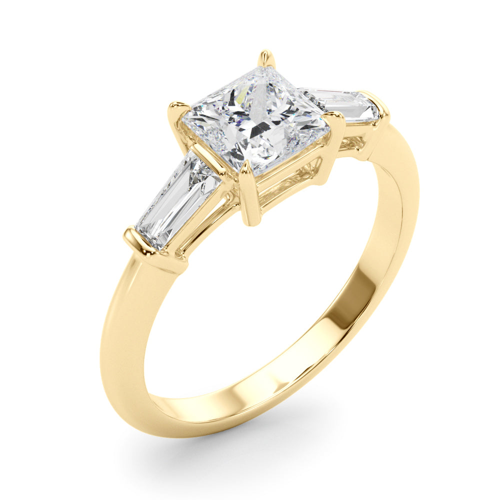 Square Three-Stone Center Taper Bagutte Diamond Ring · 1.06 ct tw