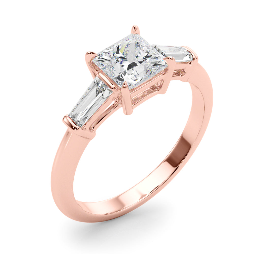 Square Three-Stone Center Taper Bagutte Diamond Ring · 1.06 ct tw