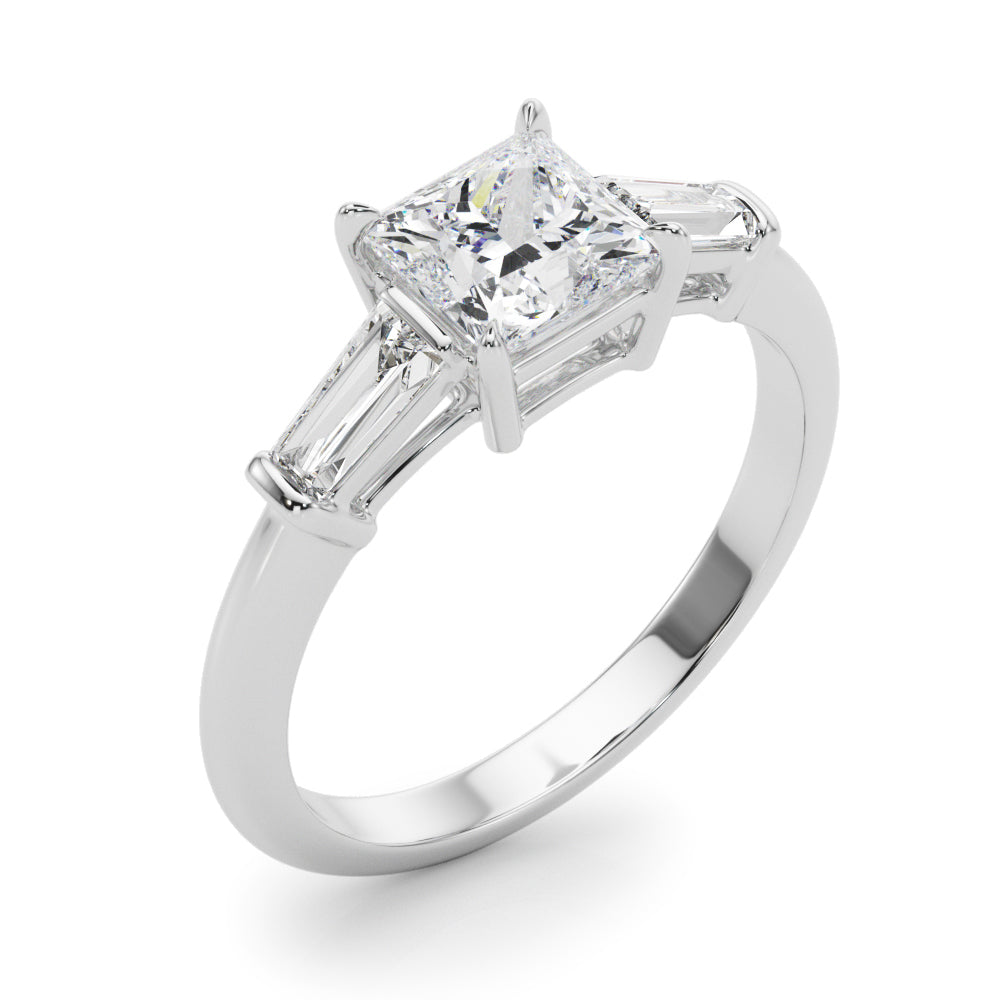Square Three-Stone Center Taper Bagutte Diamond Ring · 2.26 ct tw