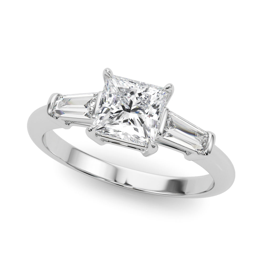Square Three-Stone Center Taper Bagutte Diamond Ring · 1.06 ct tw