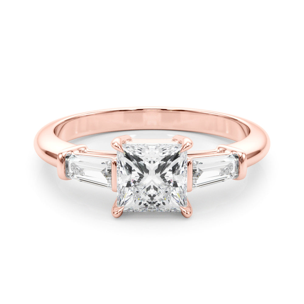 Square Three-Stone Center Taper Bagutte Diamond Ring · 1.06 ct tw