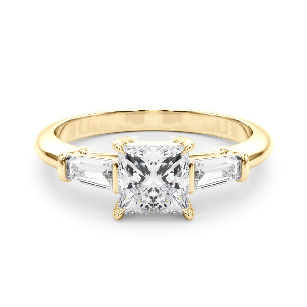 Square Three-Stone Center Taper Bagutte Diamond Ring · 1.21 ct tw