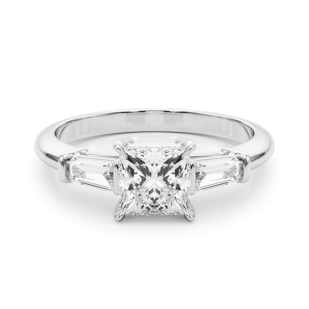 Square Three-Stone Center Taper Bagutte Diamond Ring · 1.06 ct tw