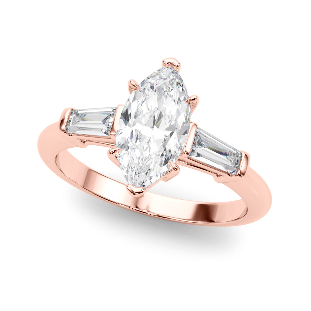 Marquise Three-Stone Center Taper Bagutte Diamond Ring · 0.46 ct tw