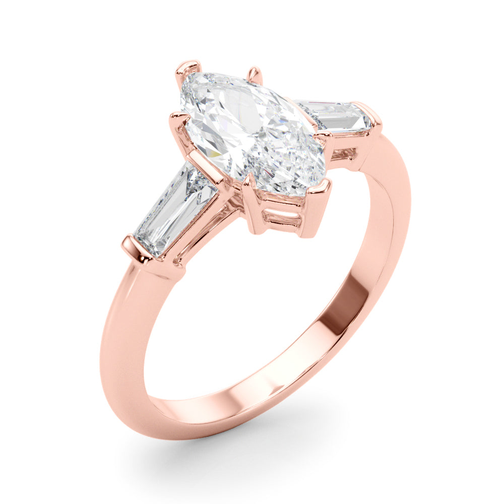 Marquise Three-Stone Center Taper Bagutte Diamond Ring · 0.46 ct tw