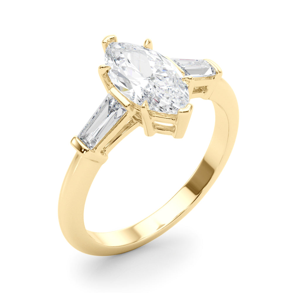 Marquise Three-Stone Center Taper Bagutte Diamond Ring · 0.46 ct tw