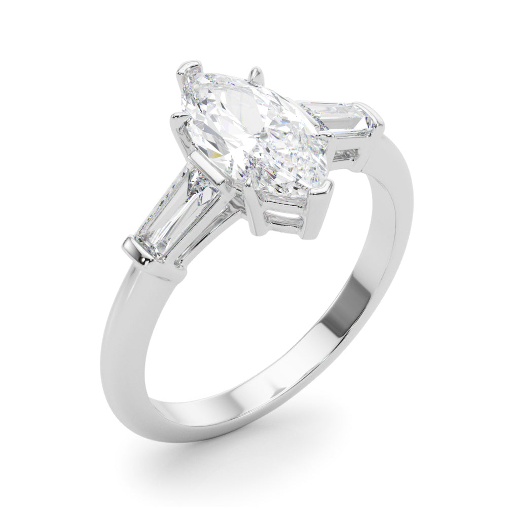 Marquise Three-Stone Center Taper Bagutte Diamond Ring · 1.21 ct tw