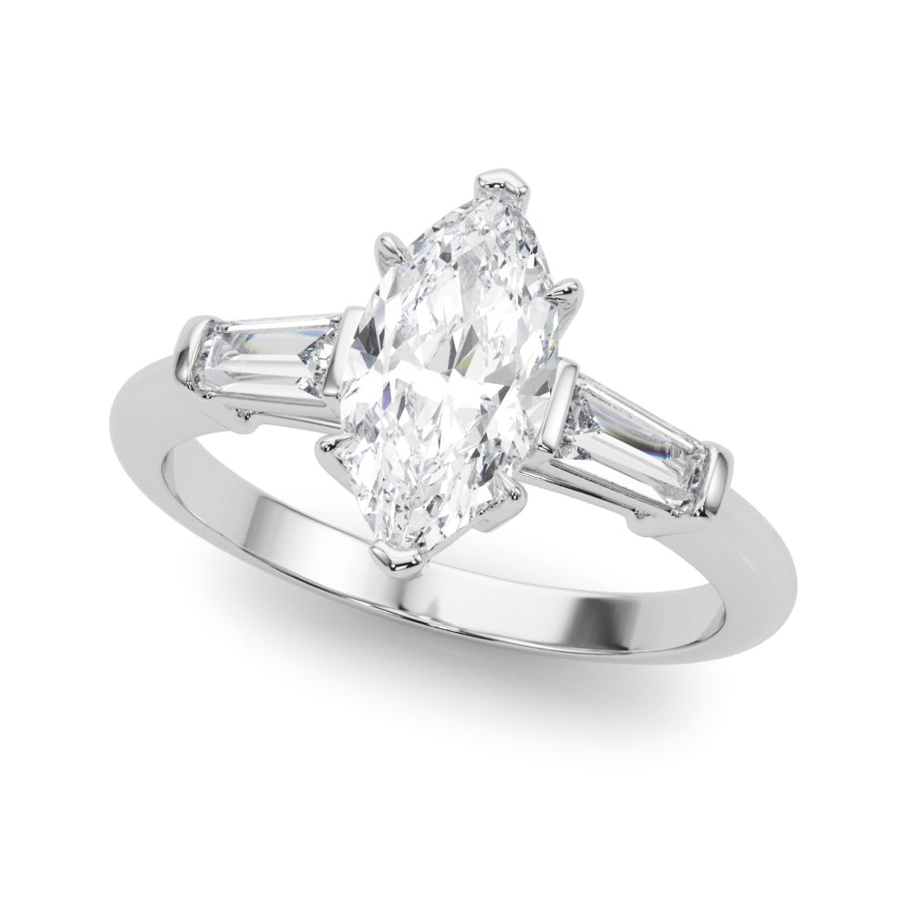 Marquise Three-Stone Center Taper Bagutte Diamond Ring · 0.46 ct tw