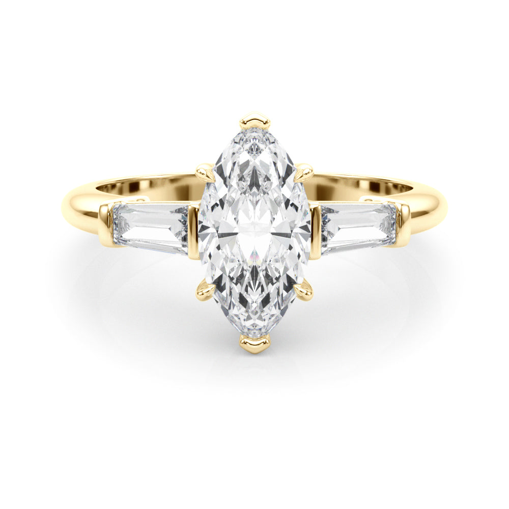 Marquise Three-Stone Center Taper Bagutte Diamond Ring · 0.46 ct tw