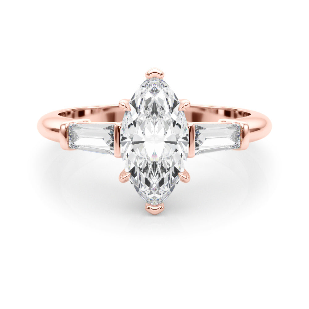 Marquise Three-Stone Center Taper Bagutte Diamond Ring · 0.46 ct tw