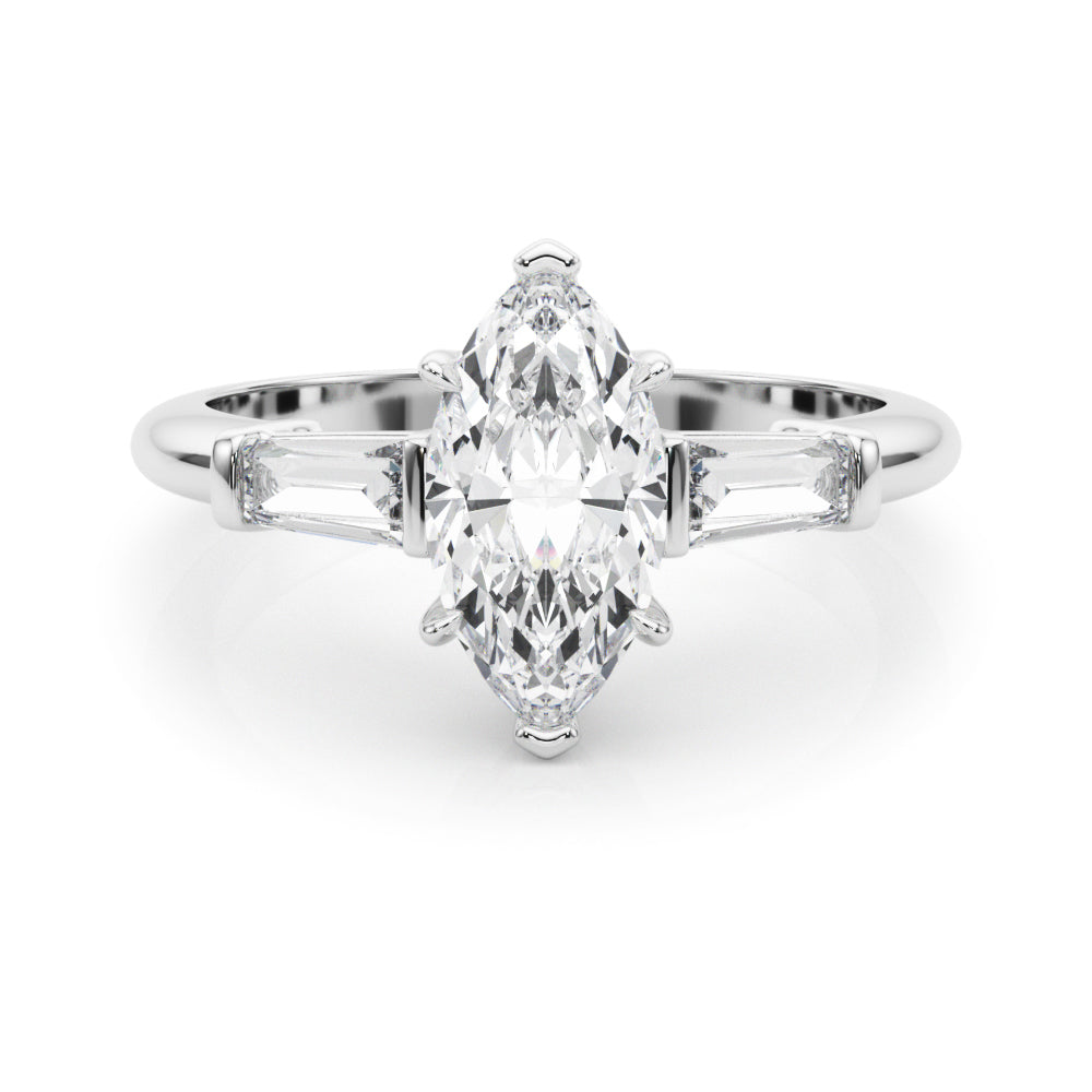 Marquise Three-Stone Center Taper Bagutte Diamond Ring · 1.21 ct tw