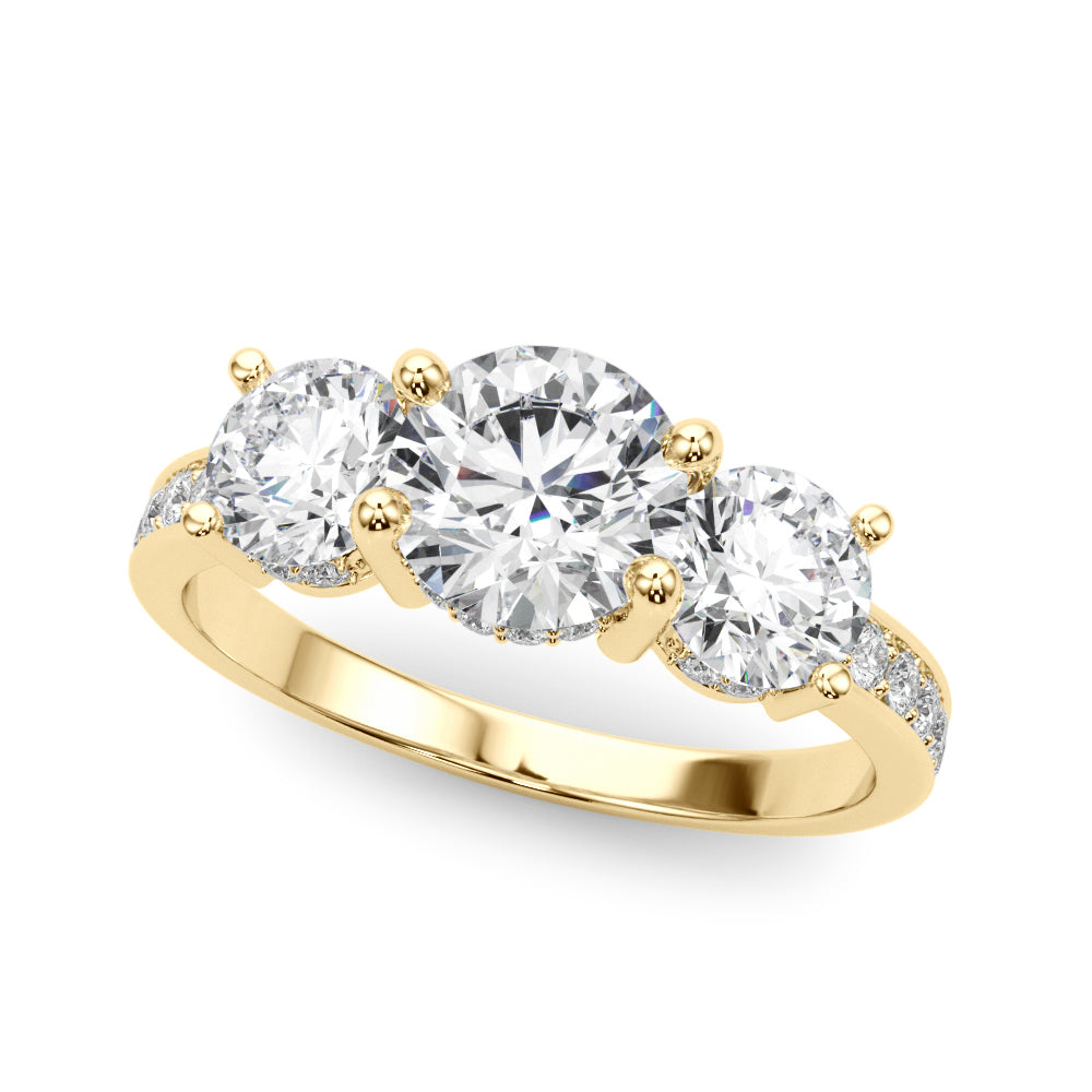 Round Three-Stone Hidden Halo Diamond Engagement Ring · 2.24 ct tw