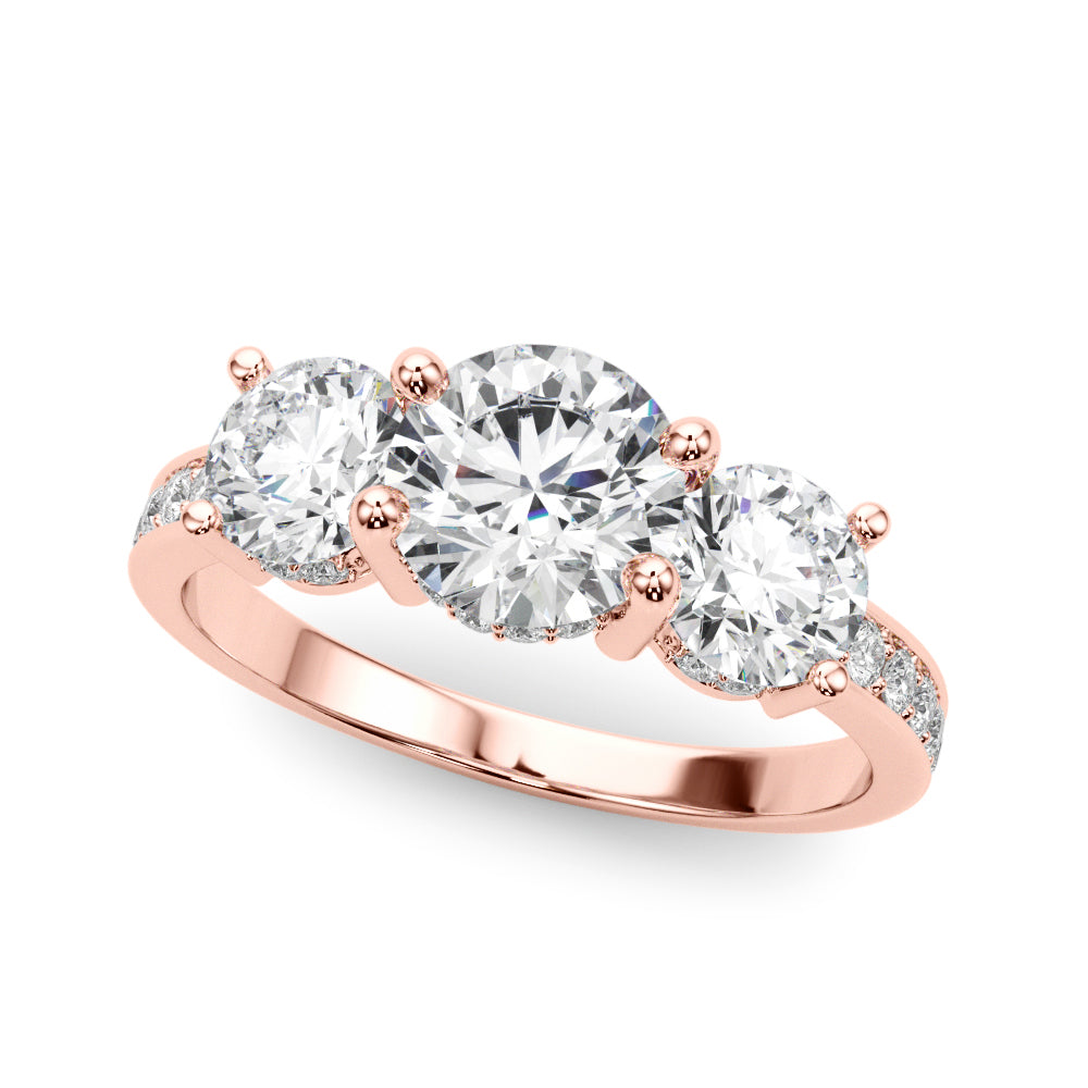 Round Three-Stone Hidden Halo Diamond Engagement Ring · 2.24 ct tw