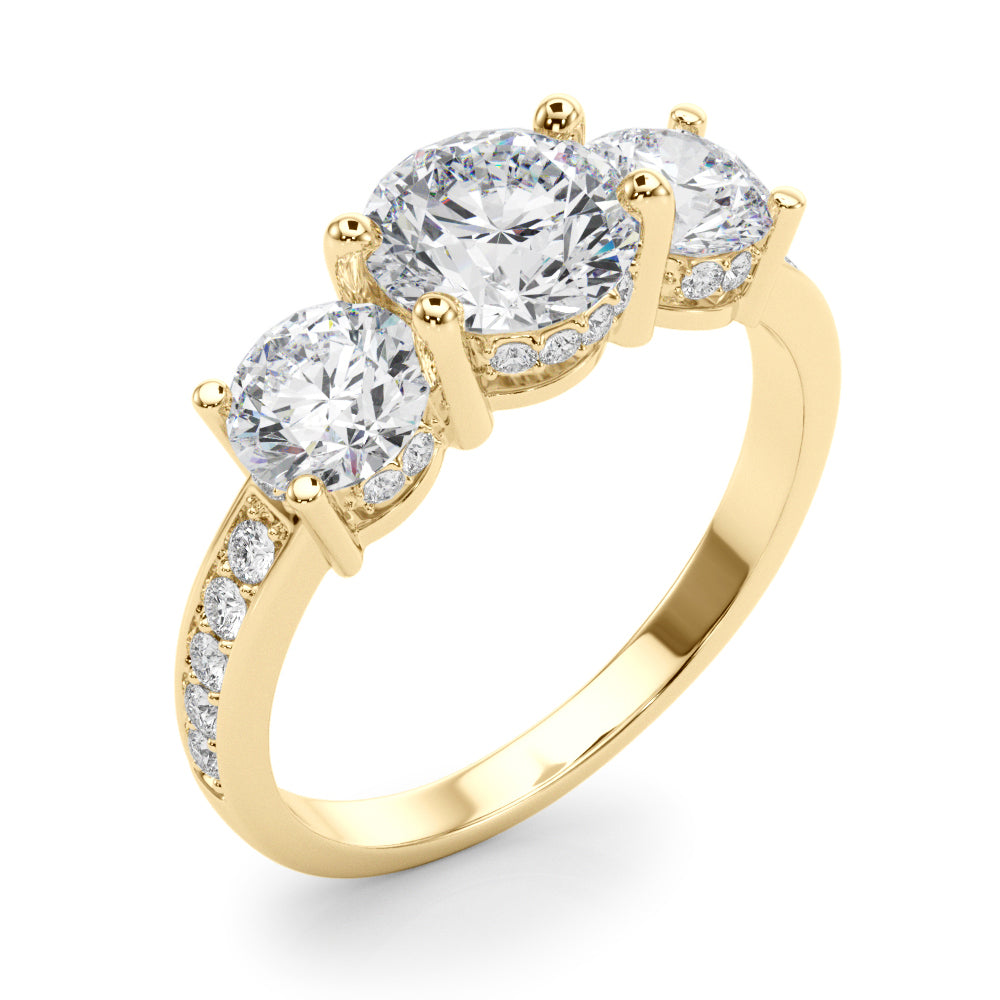 Round Three-Stone Hidden Halo Diamond Engagement Ring · 2.24 ct tw
