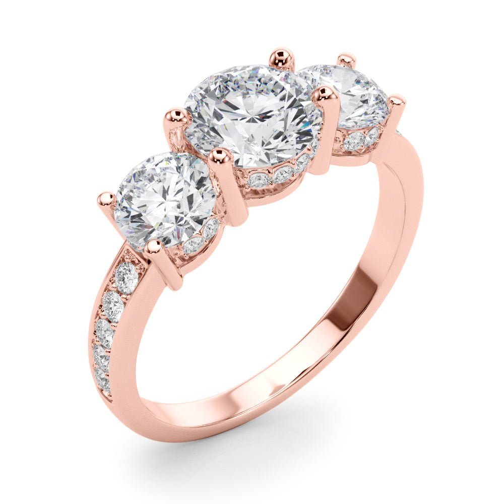 Round Three-Stone Hidden Halo Diamond Engagement Ring · 2.24 ct tw