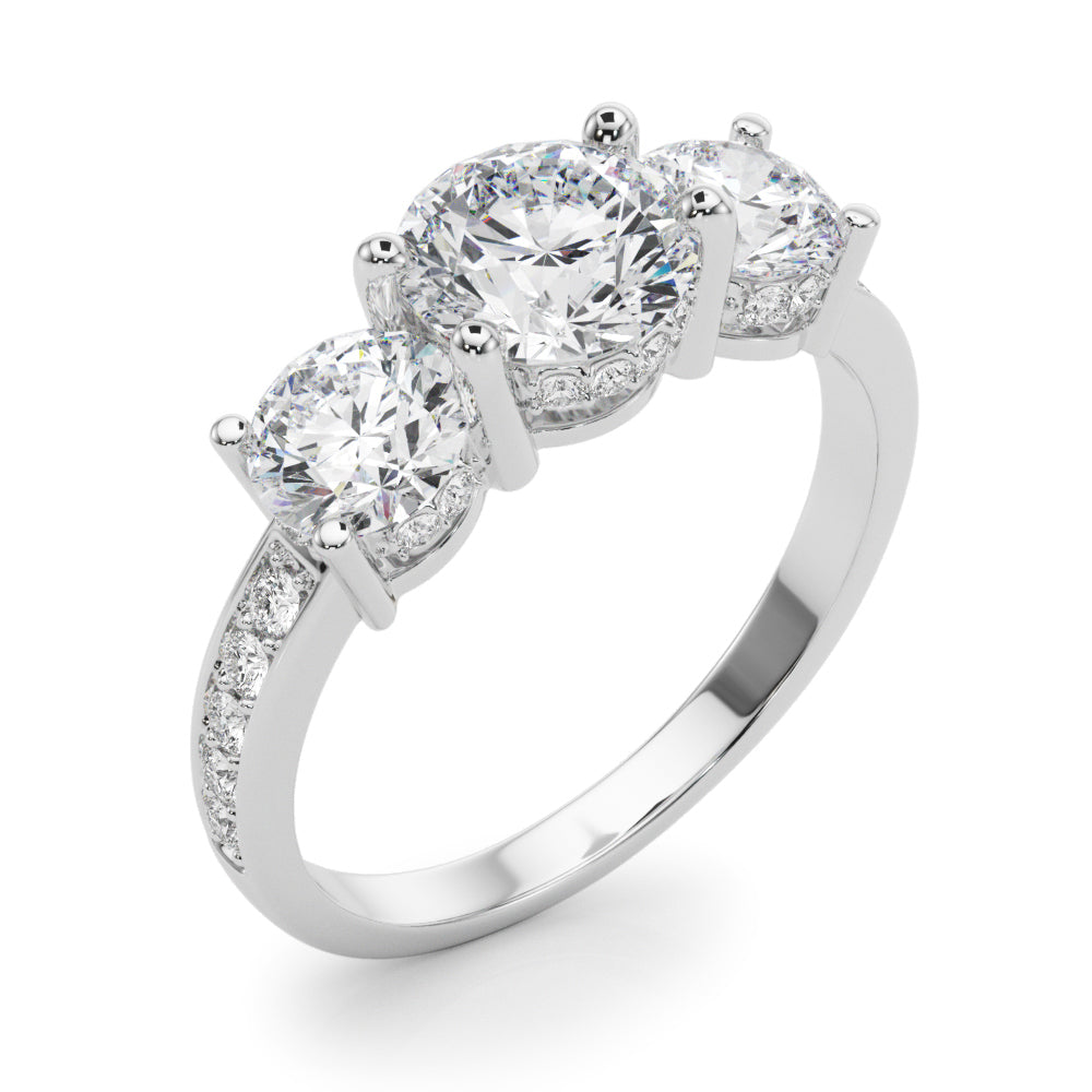 Round Three-Stone Hidden Halo Diamond Engagement Ring · 2.24 ct tw