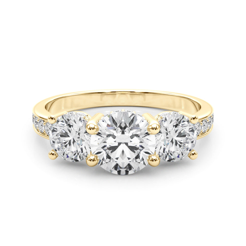 Round Three-Stone Hidden Halo Diamond Engagement Ring · 2.24 ct tw