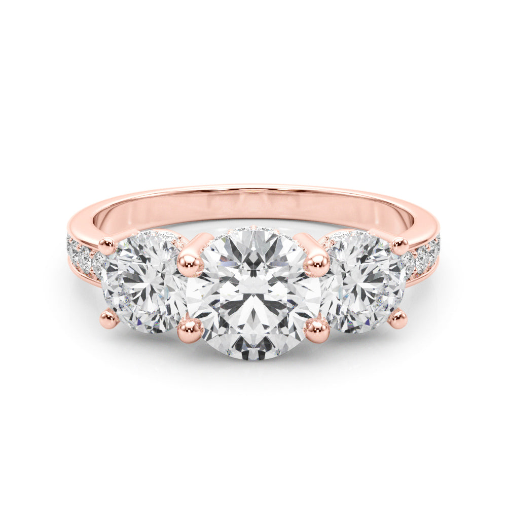 Round Three-Stone Hidden Halo Diamond Engagement Ring · 2.24 ct tw