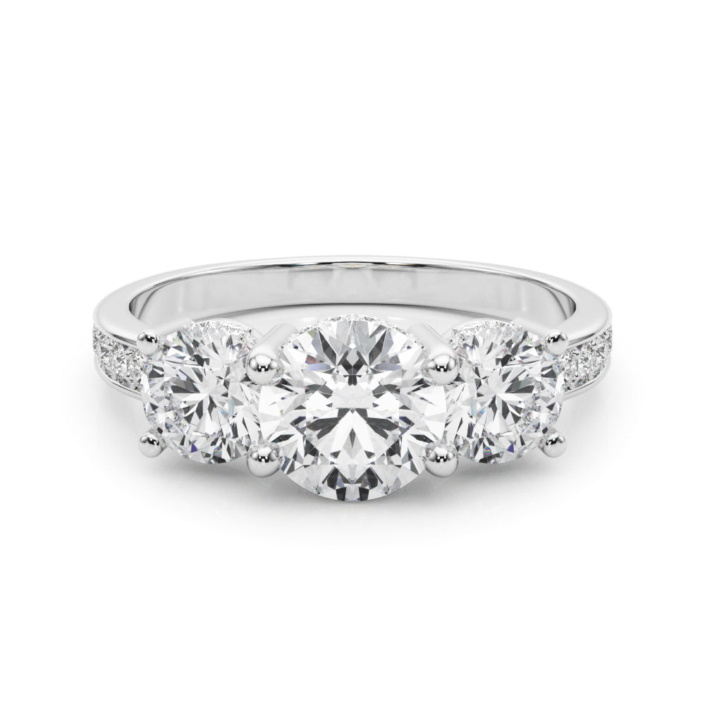 Round Three-Stone Hidden Halo Diamond Engagement Ring · 2.24 ct tw