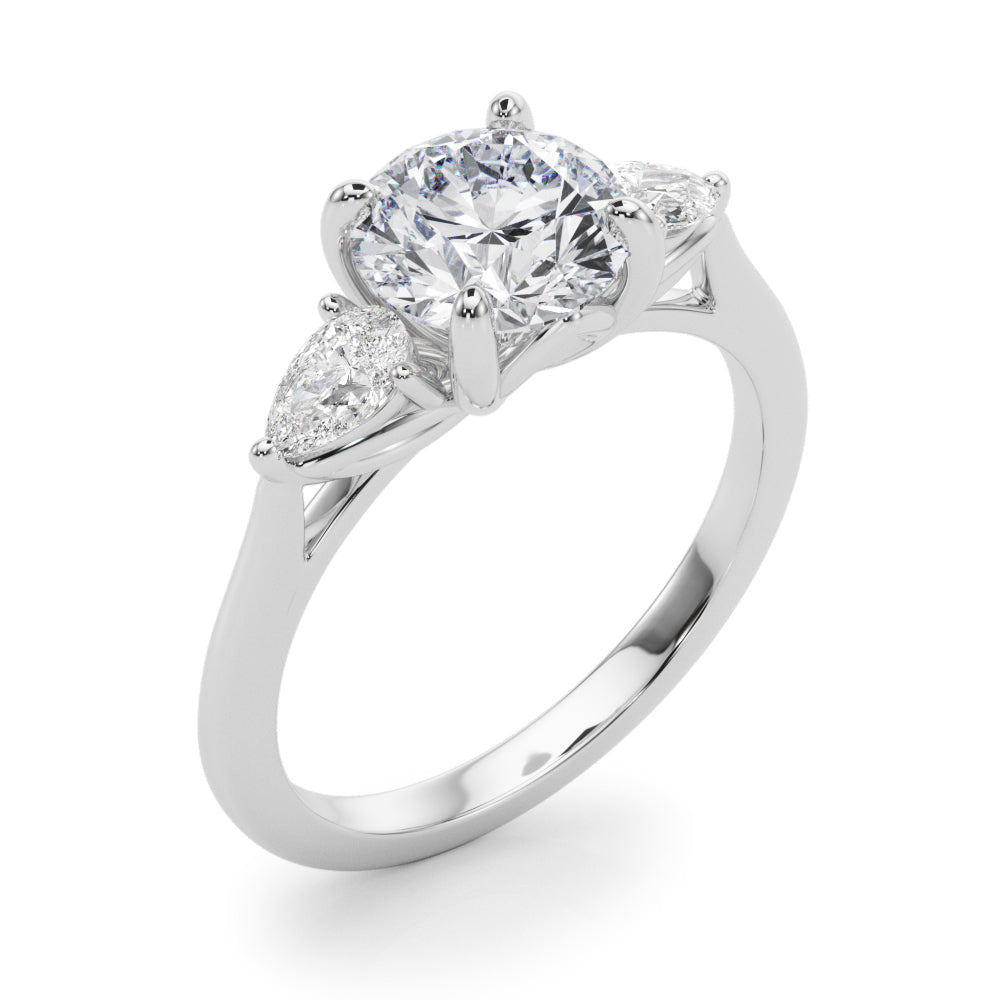 Round Three-Stone Center PS Sides Diamond Engagement Ring · 0.90 ct tw