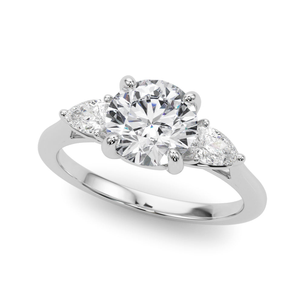 Round Three-Stone Center PS Sides Diamond Engagement Ring · 0.90 ct tw