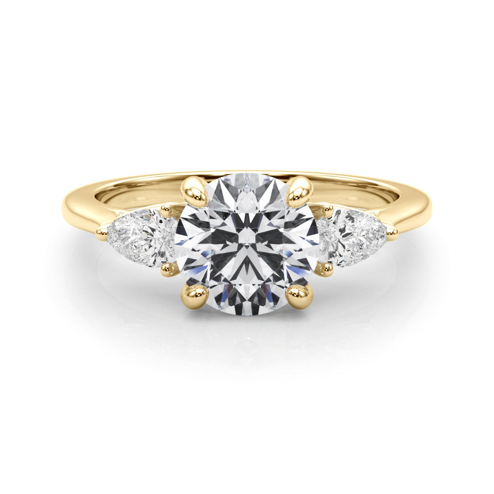 Round Three-Stone Center PS Sides Diamond Engagement Ring · 0.90 ct tw