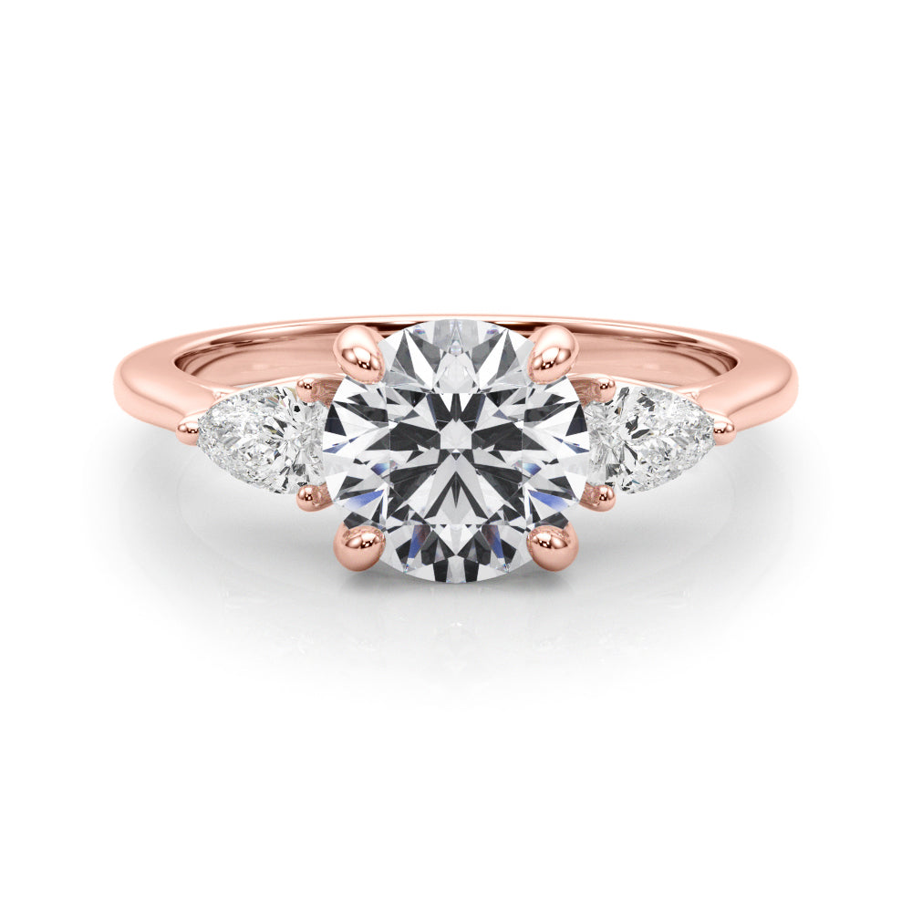 Round Three-Stone Center PS Sides Diamond Engagement Ring · 0.90 ct tw