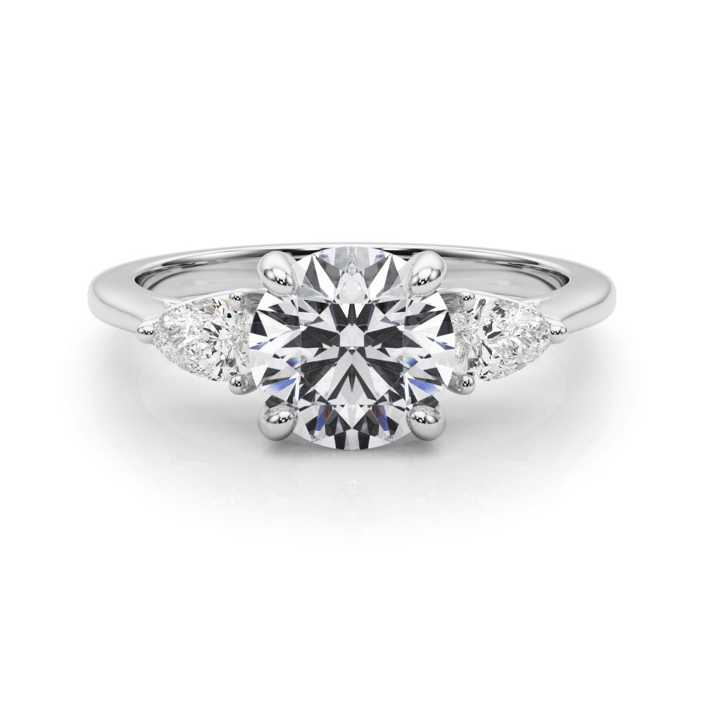 Round Three-Stone Center PS Sides Diamond Engagement Ring · 0.90 ct tw
