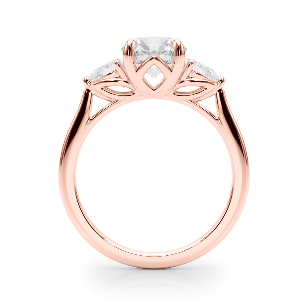 Round Three-Stone Center PS Sides Diamond Engagement Ring · 0.90 ct tw