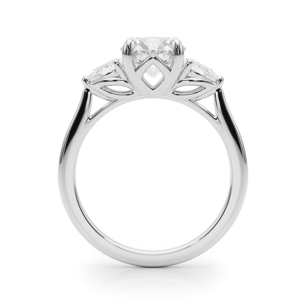 Round Three-Stone Center PS Sides Diamond Engagement Ring · 0.90 ct tw