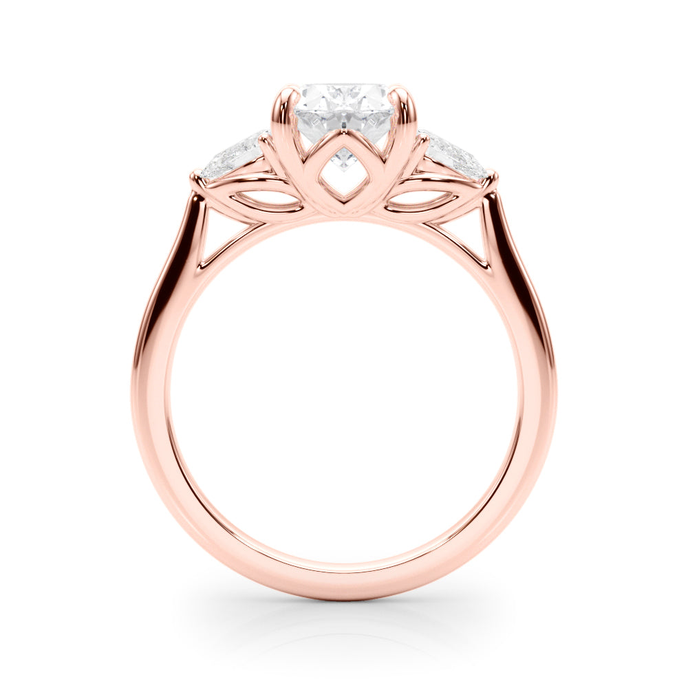 Oval Three-Stone Center PS Sides Diamond Engagement Ring · 0.40 ct tw