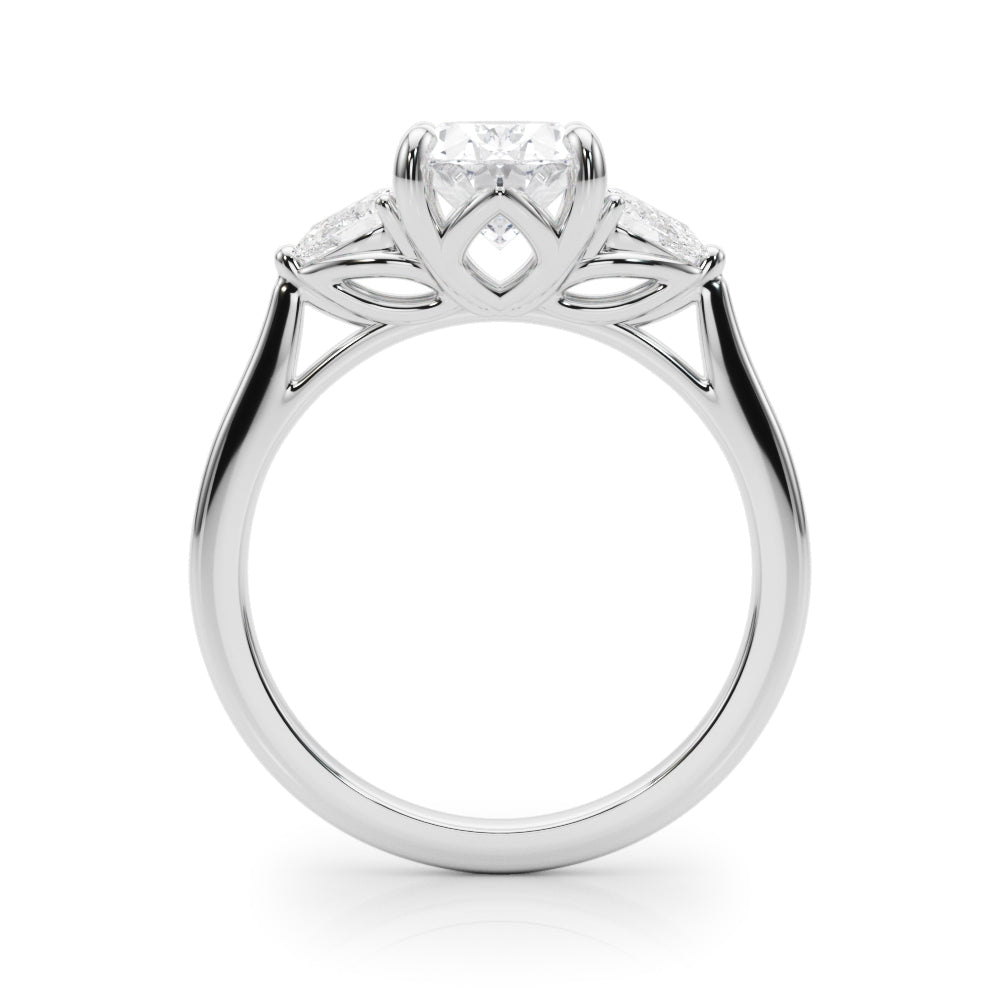 Oval Three-Stone Center PS Sides Diamond Engagement Ring · 0.40 ct tw