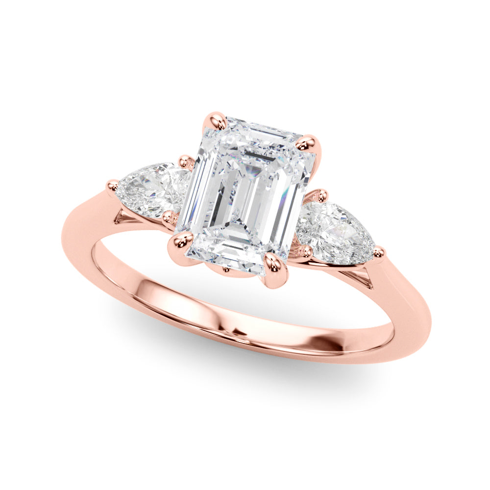 Emerald Three-Stone Cut Center PS Diamond Engagement Ring · 0.90 ct tw