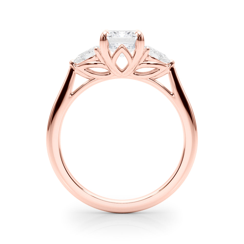 Emerald Three-Stone Cut Center PS Diamond Engagement Ring · 0.90 ct tw
