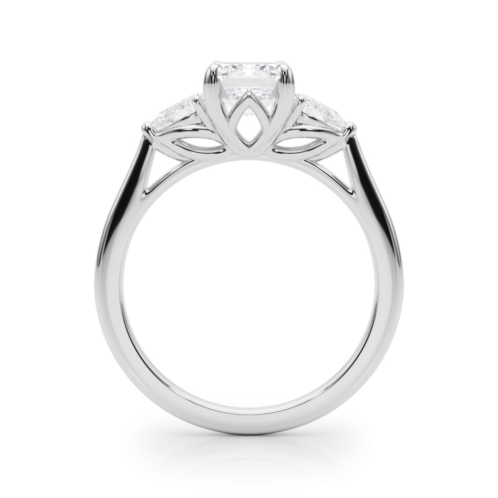 Emerald Three-Stone Cut Center PS Diamond Engagement Ring · 0.90 ct tw