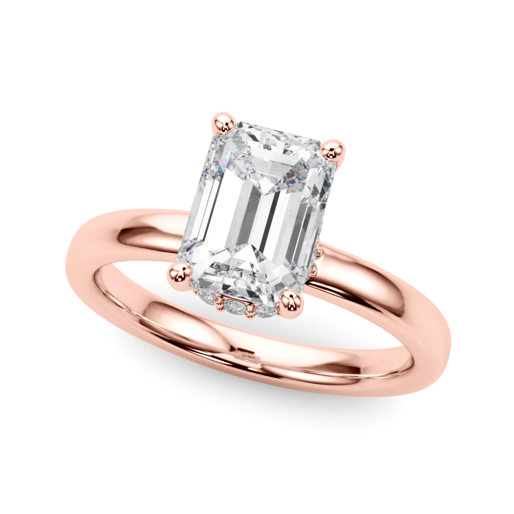 Emerald Hidden Halo Cut Center Diamond Engagement Ring · 0.15 ct tw