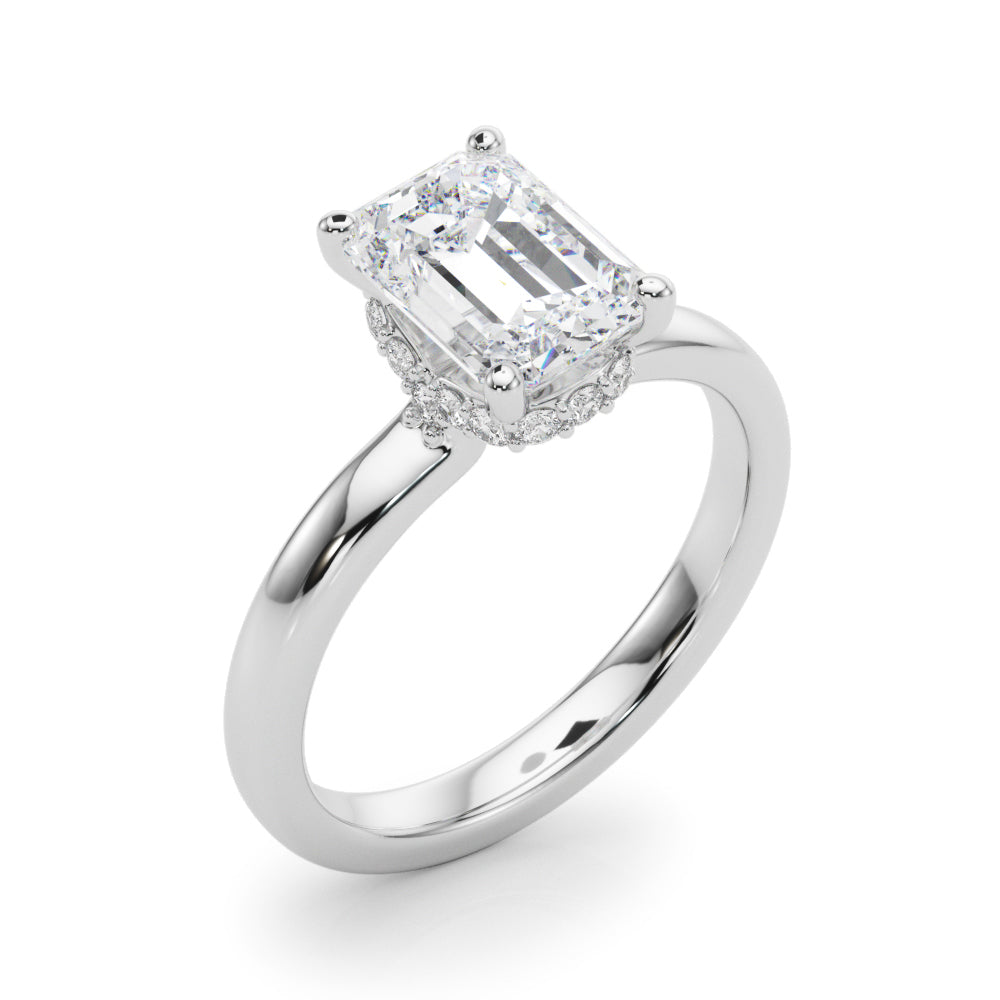 Emerald Hidden Halo Cut Center Diamond Engagement Ring · 0.17 ct tw