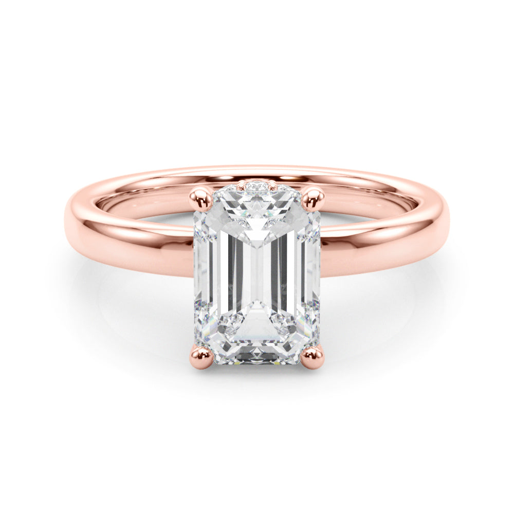 Emerald Hidden Halo Cut Center Diamond Engagement Ring · 0.20 ct tw