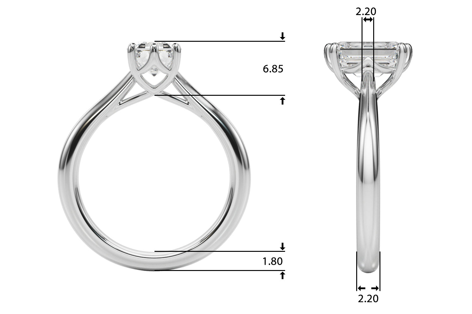 Emerald Cut Diamond Solitaire Engagement Ring · 1.00 ct tw