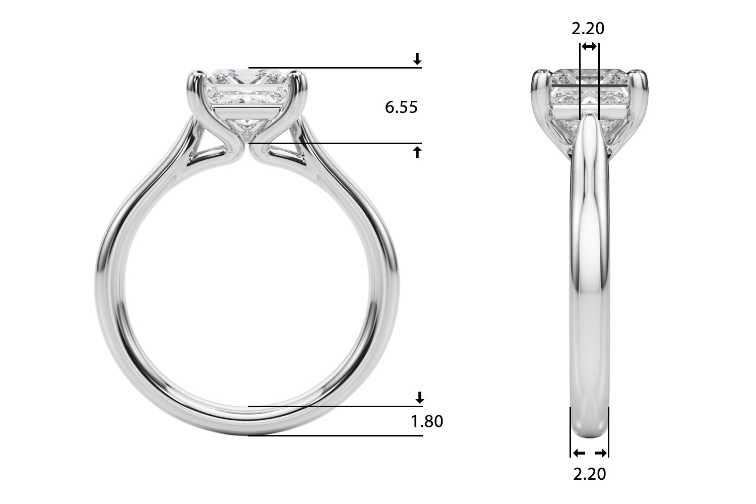 Princess Cut Diamond Solitaire Engagement Ring · 0.75 ct tw