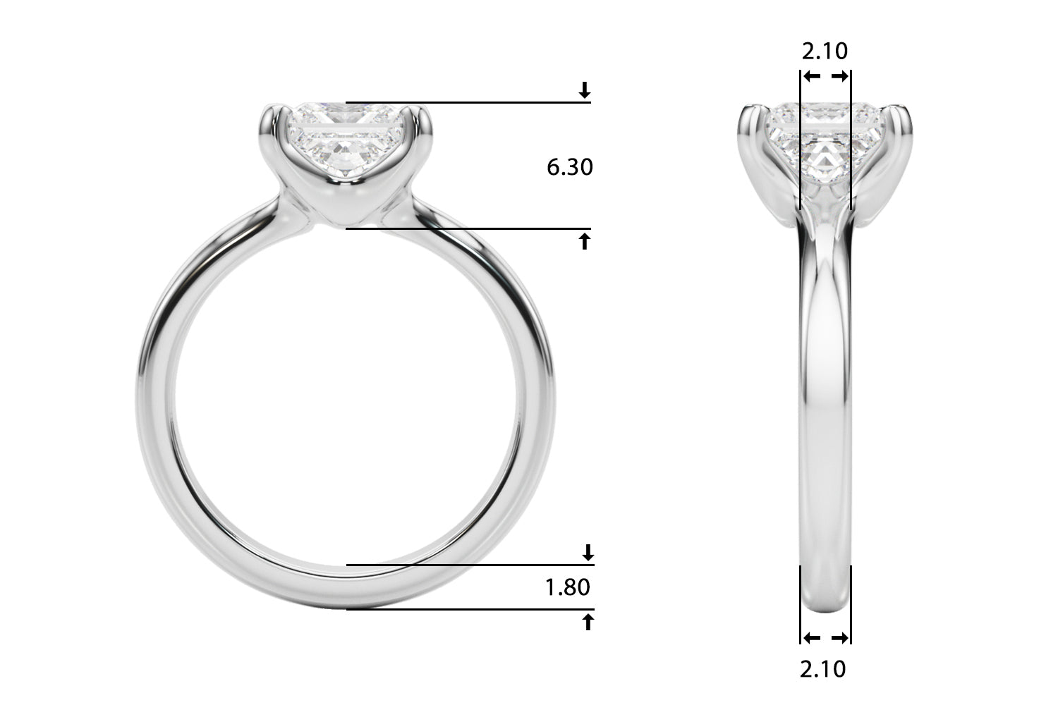 Princess Cut Diamond Solitaire Engagement Ring · 1.80 ct tw