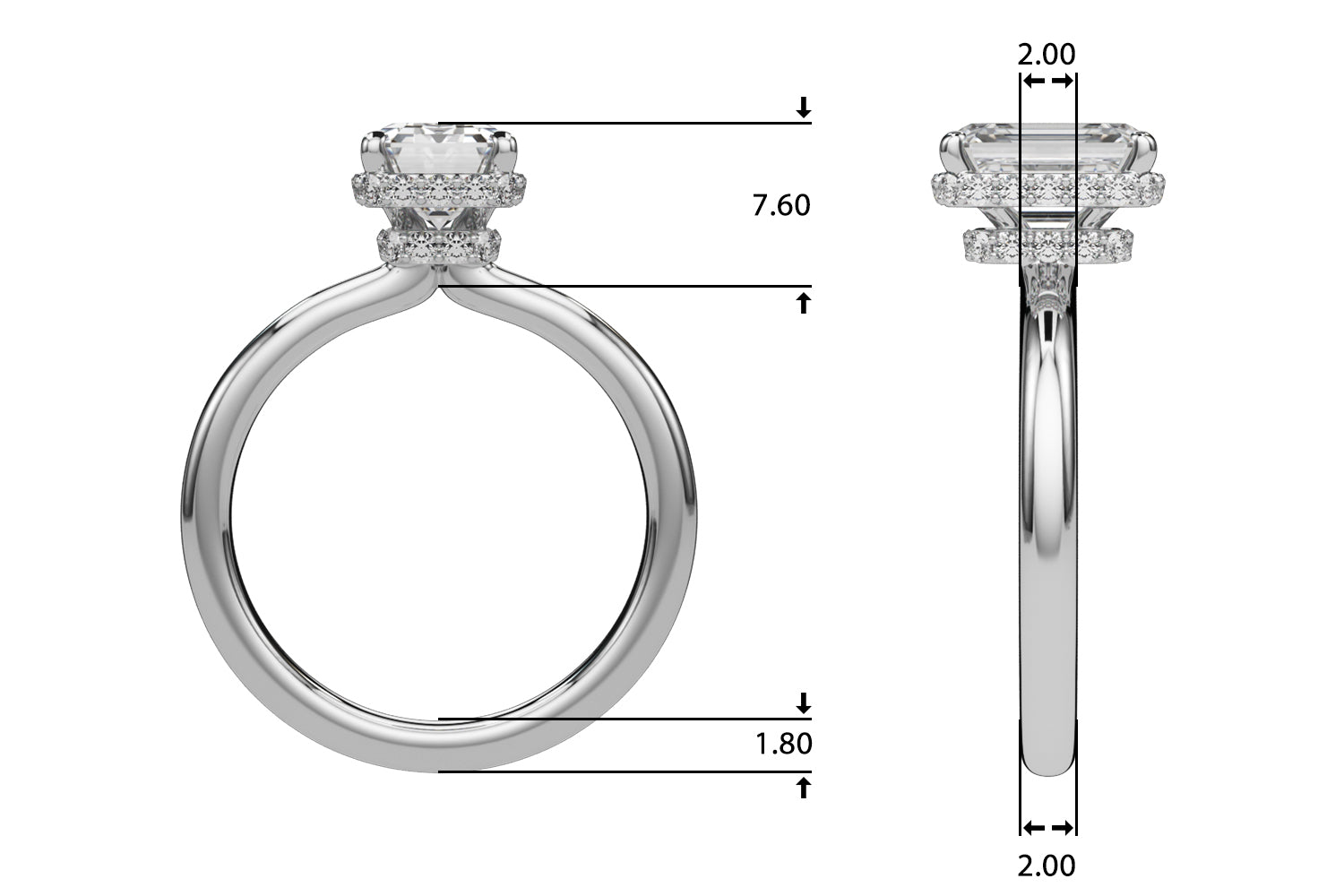 Emerald Cut Halo Diamond Engagement Ring · 0.21 ct tw