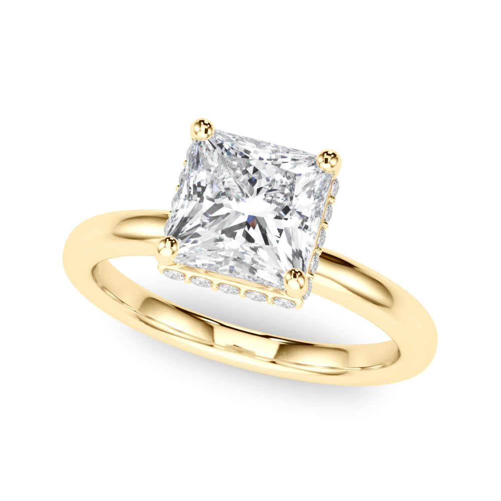 Square Hidden Halo Princess Cut Diamond Engagement Ring · 0.96 ct tw