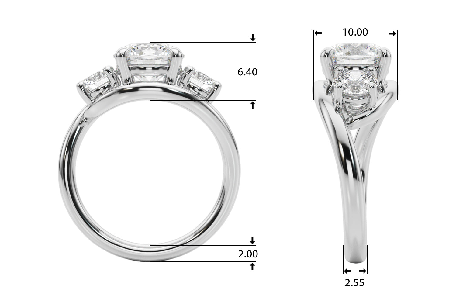 Round Three-Stone Diamond Engagement Ring · 2.00 ct tw