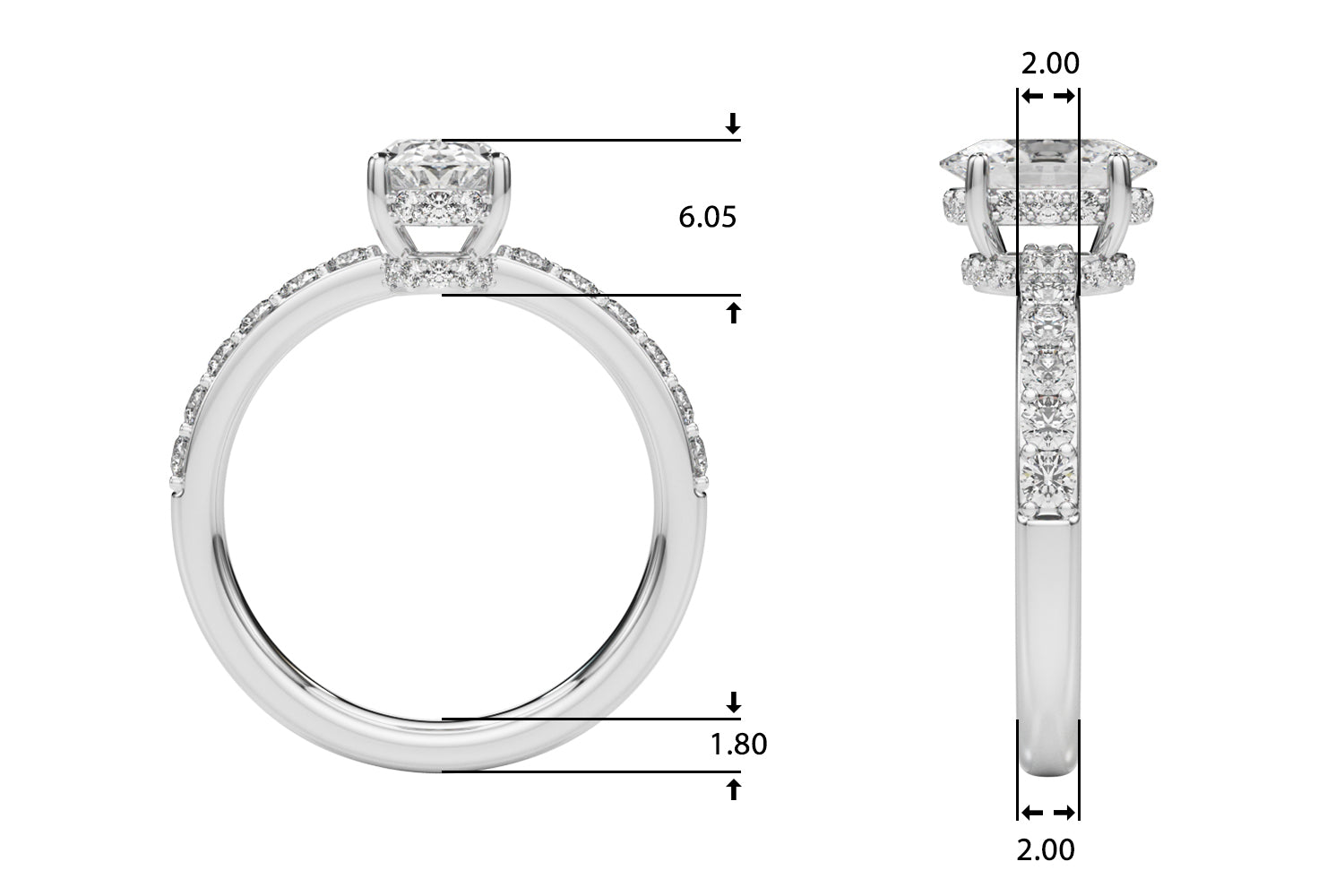 Oval Center Diamond Engagement Ring · 0.52 ct tw