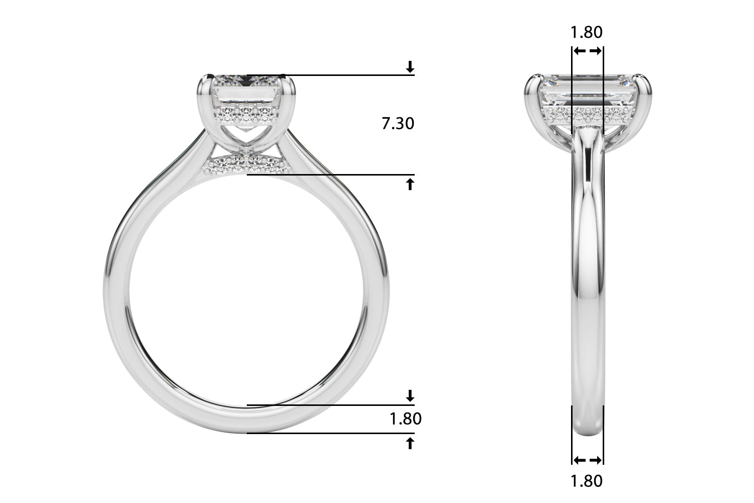 Emerald Diamond Engagement Ring · 0.12 ct tw