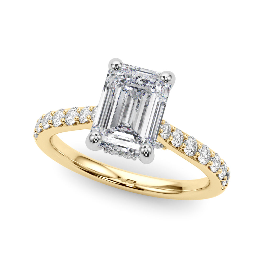 Emerald Halo Round Diamond Engagement Ring · 0.59 ct tw