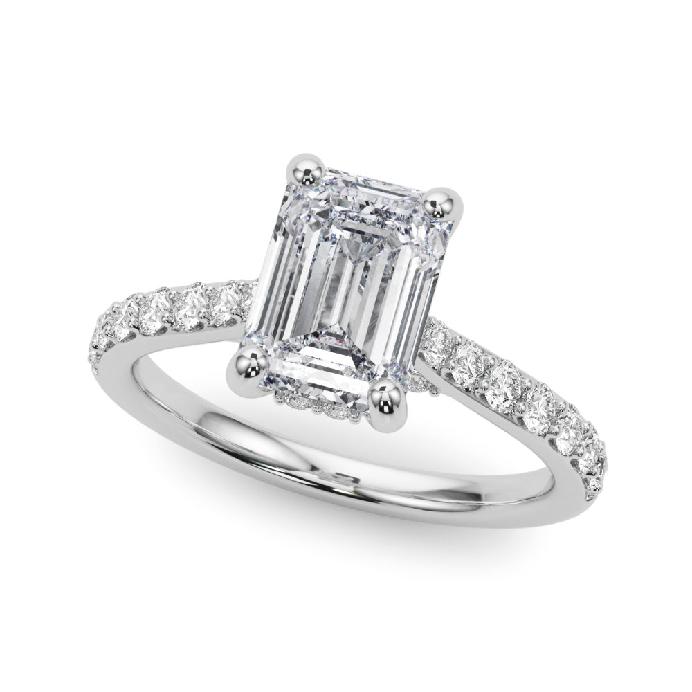 Emerald Halo Round Diamond Engagement Ring · 0.56 ct tw