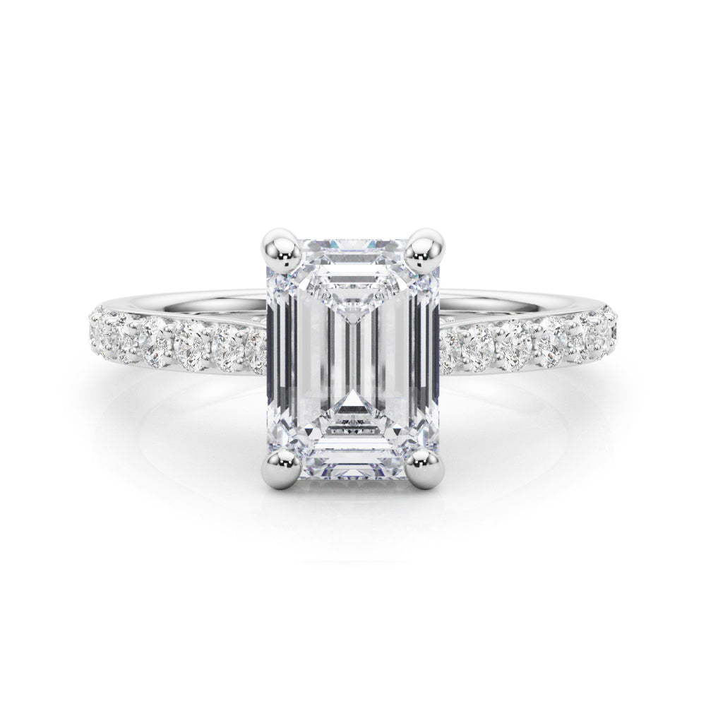 Emerald Halo Round Diamond Engagement Ring · 0.59 ct tw